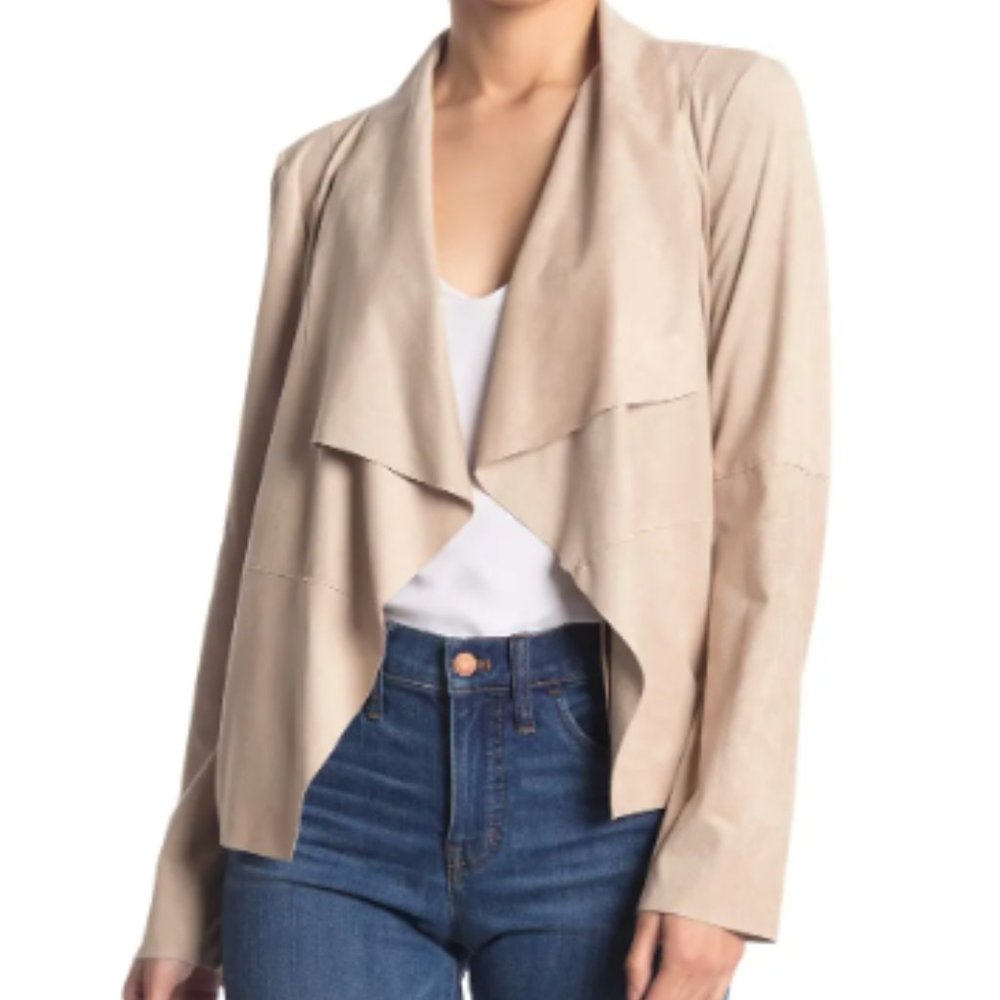 Bagatelle Faux-Suede Drape-Front Jacket - Small